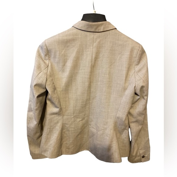 Zara Beige Textured Tweed Blazer With One Front Buttons Size Small - Picture 3 of 8